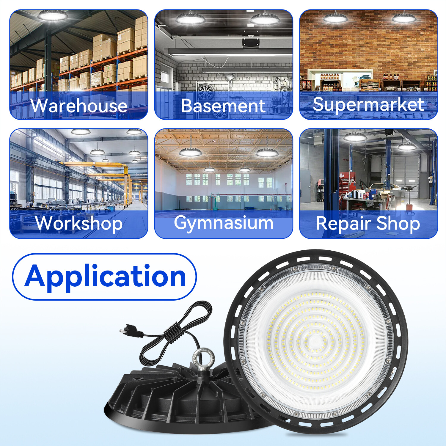 500W Led High Bay Light Commercial Industrial Warehouse Shop Light with US Plug