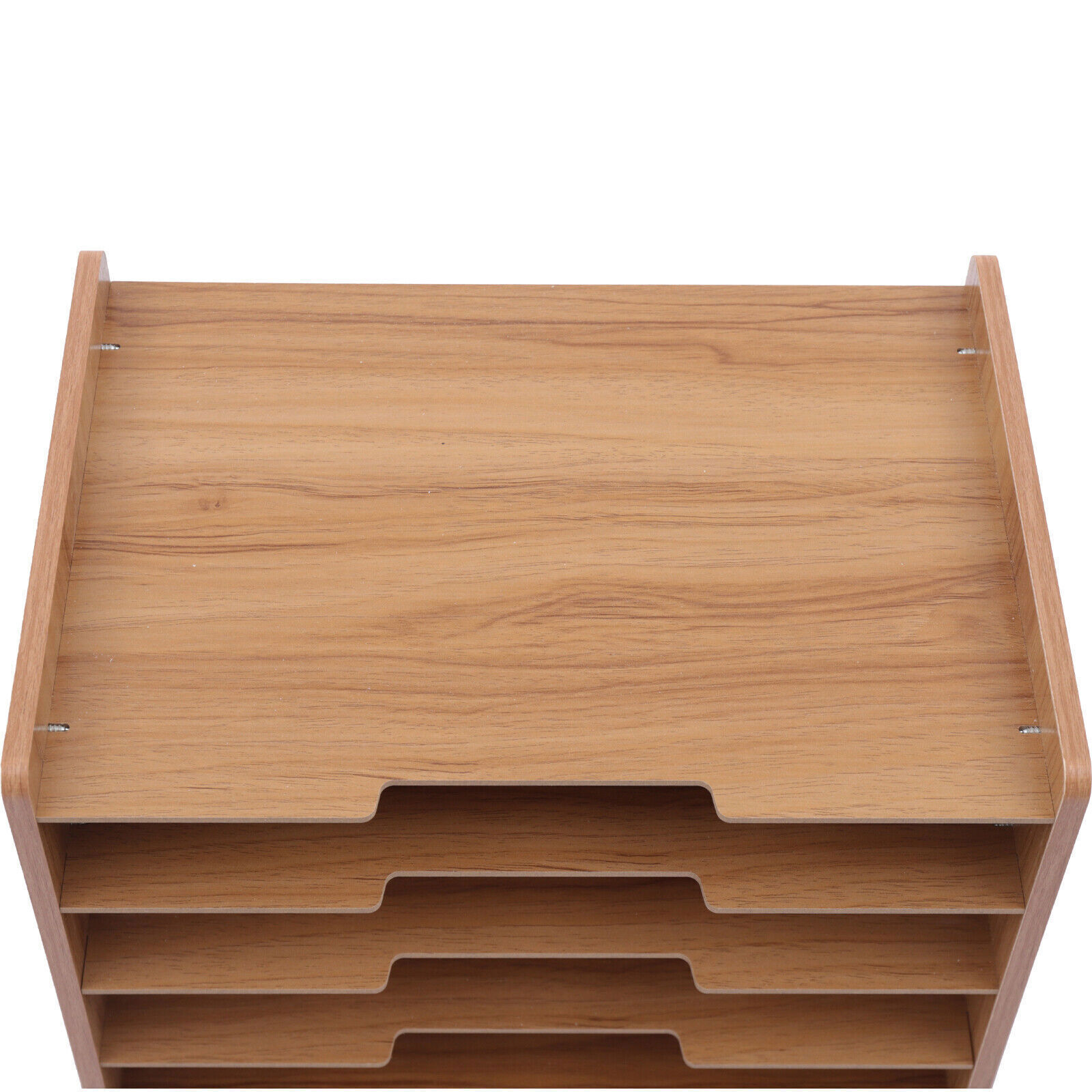 7 Tier Wood Desktop Paper Organizer File Document Storage Shelf for Home Office
