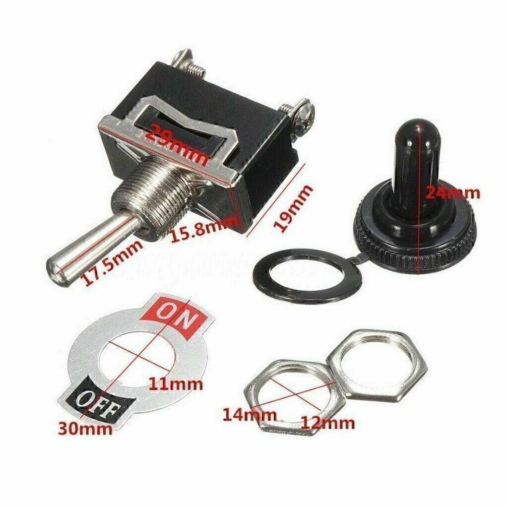 5* toggle switch SPST 12V 24V 250V Volt 15A ON OFF Flick Auto Car Boat 2-pole US
