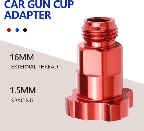 Spray Gun Cup Adapter with 6-Piece Fine Mesh HVLP Filters, 16mm 1.5mm External T
