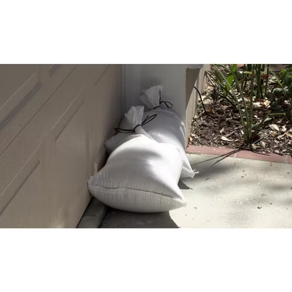 15 In. X 27 In. White Woven Sand Bags with Tie String (25-Pack)