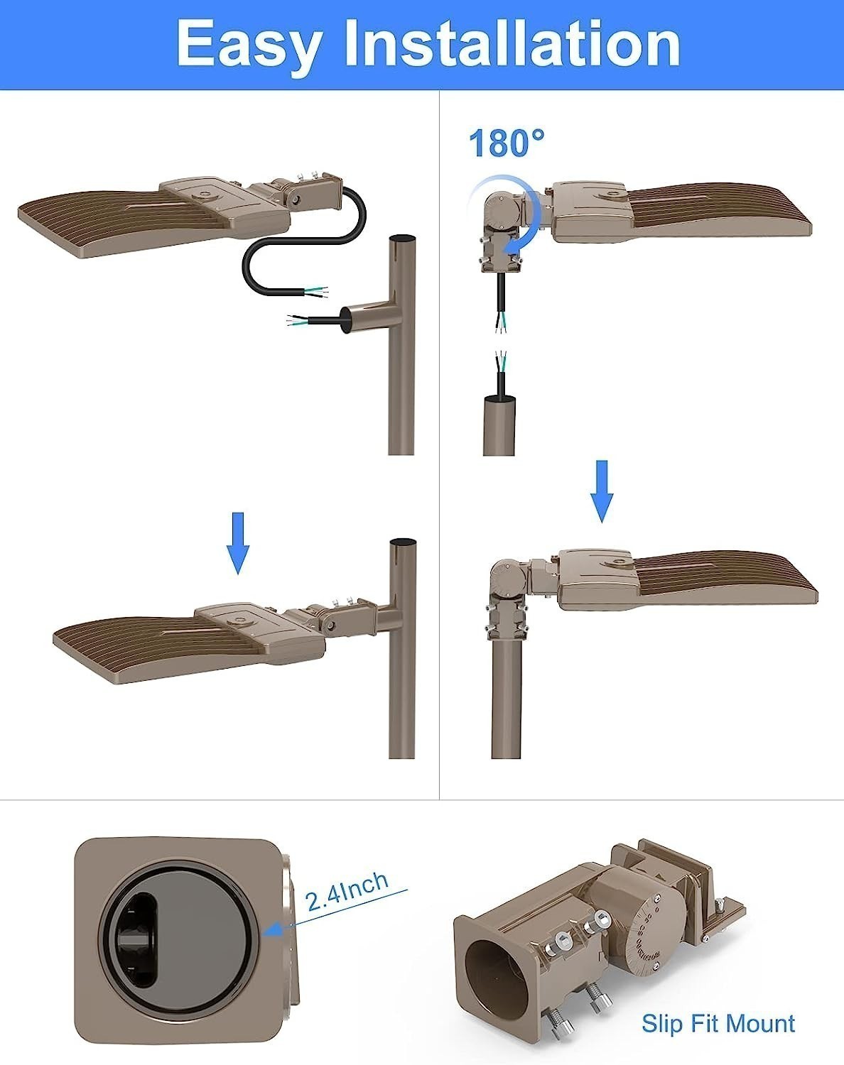 400W LED Parking Lot Pole Light Commercial Shoebox Fixture Super Bright 60000LM