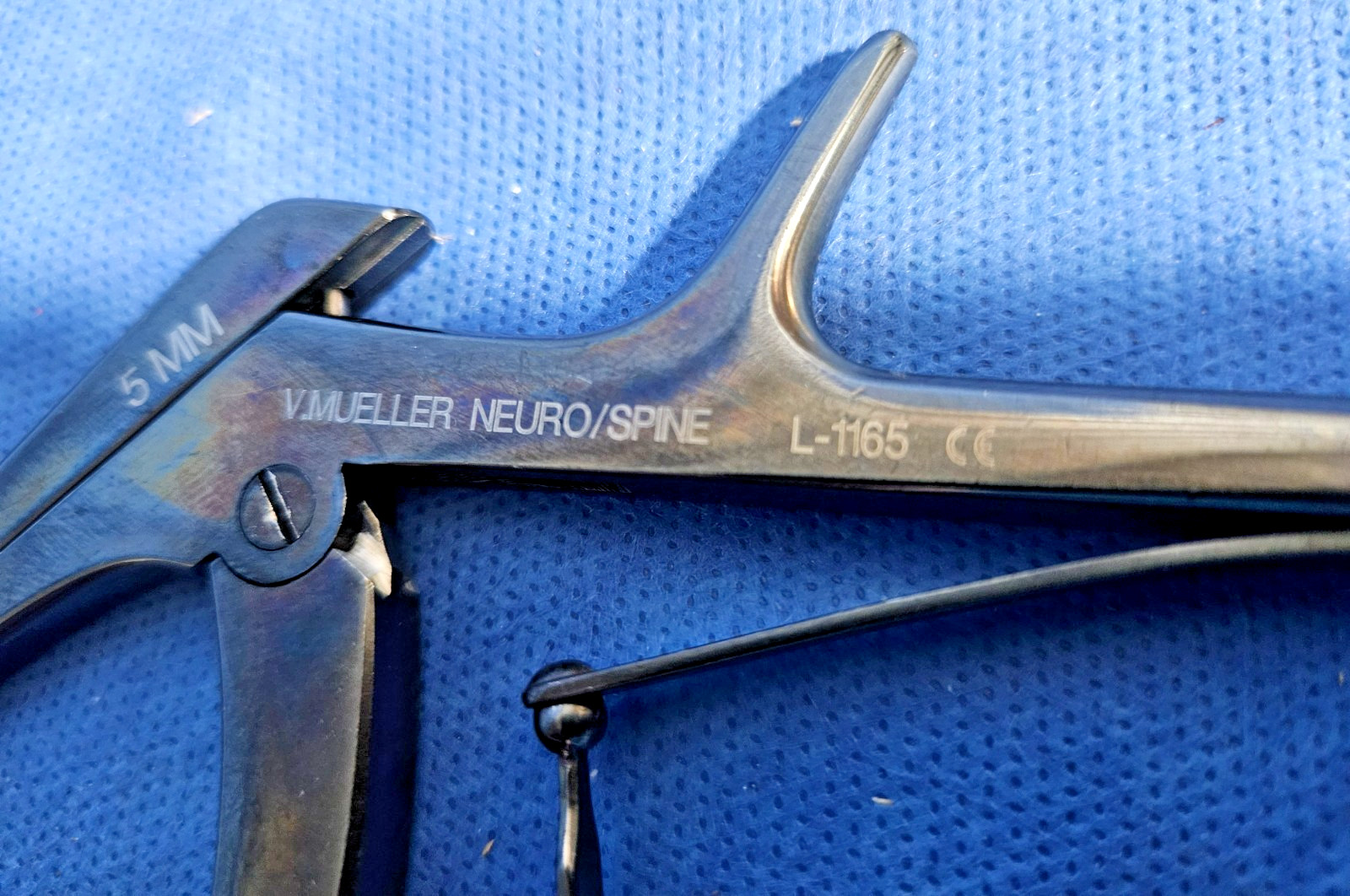 V.Mueller 5mm Kerrison Rongeur, L-1165, 40 degree, up with bone ejector.