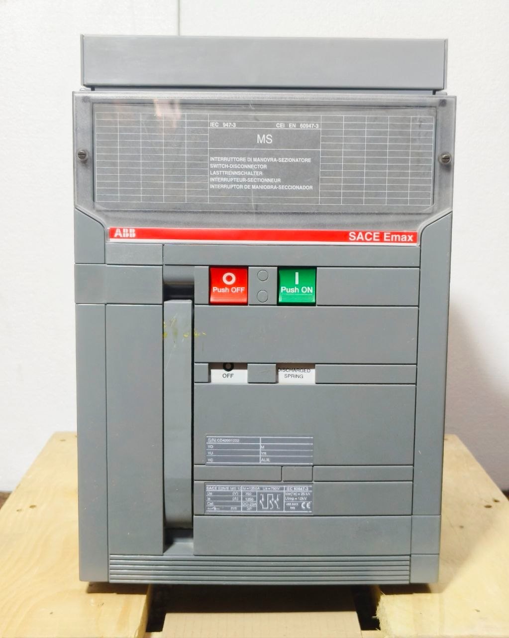 NEW🆕 ABB SACE EMAX E2N/E MS 1250A DC 3P DISCONNECT SWITCH CIRCUIT BREAKER
