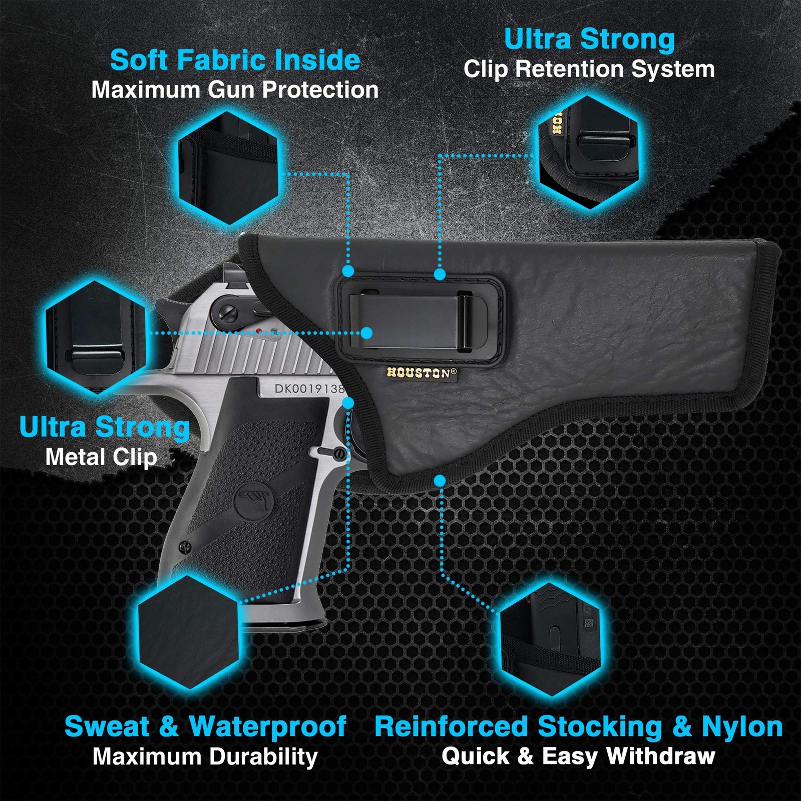 Houston Gun Holsters IWB ECO Leather Concealment Holster, Inside Waistband Ca…