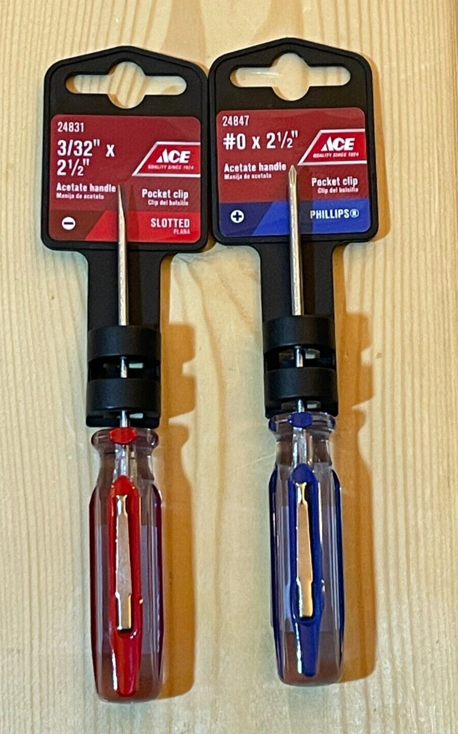 Pocket Screwdriver Set, Professional, Slotted & Phillips, ACE, Acetate Handles