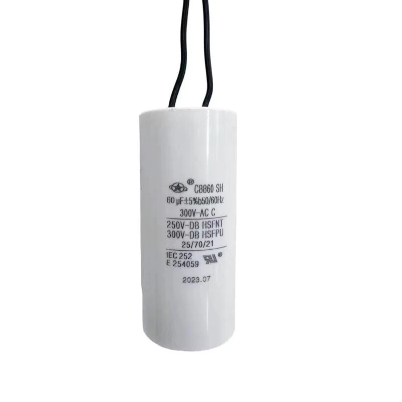 YATAI CBB60 Capacitor 60uF 300V AC, 2-Wire Motor Run Capacitor, 50/60Hz, Cylindr