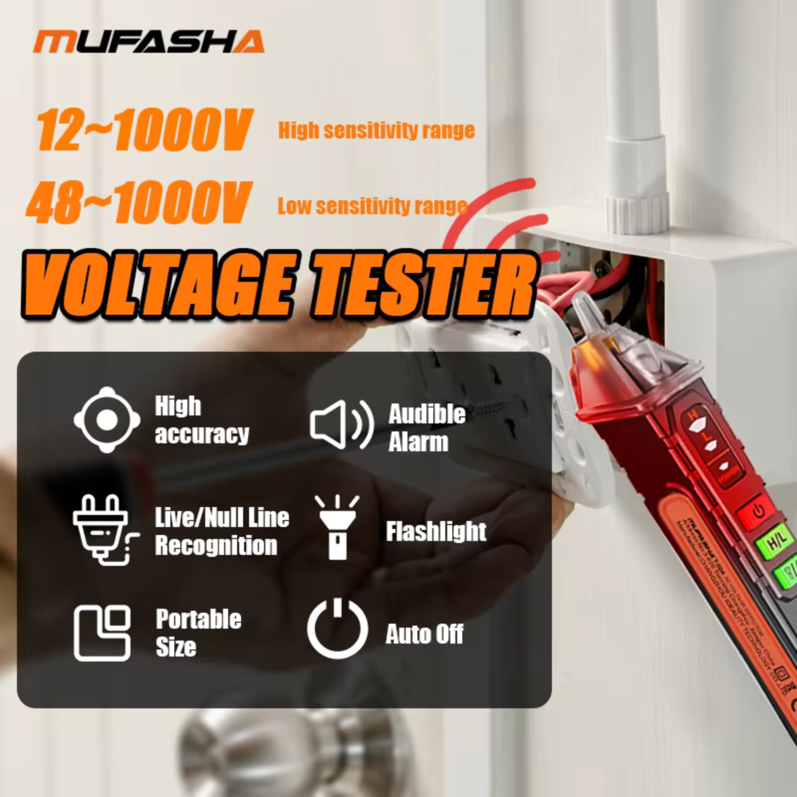 Non-Contact Voltage Detector 12-1000V AC Tester Pen Smart Breakpoint Finder Tool
