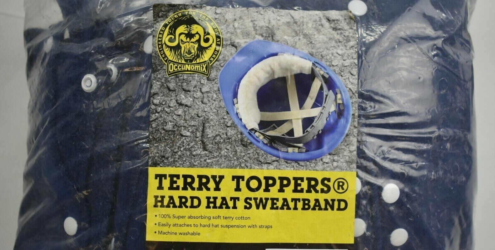 5 Pack Terry Toppers Navy Hard Hat Sweatbands Replacement Cotton Occunomix 870