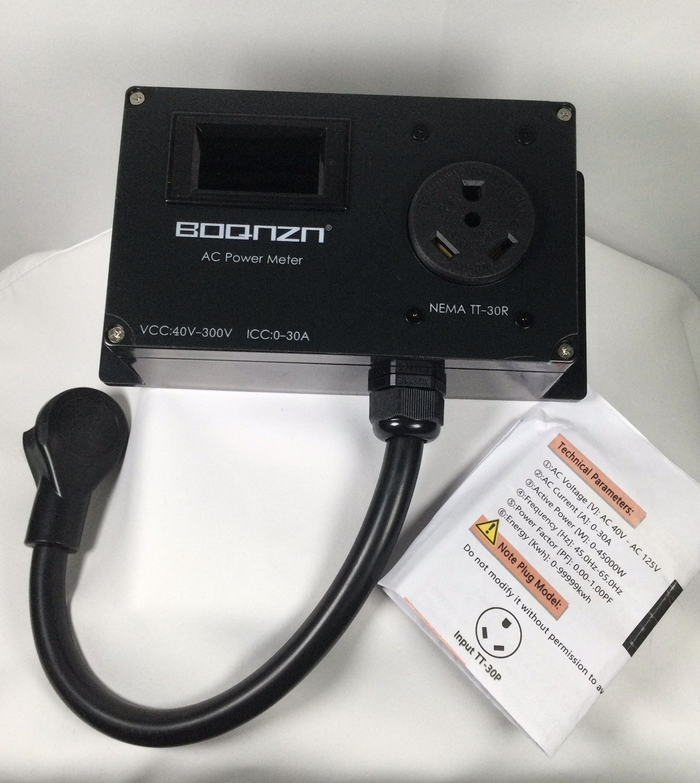 30A AC Power Meter 125V NEME TT-30P To TT-30R Outlet LCD Display READ Below