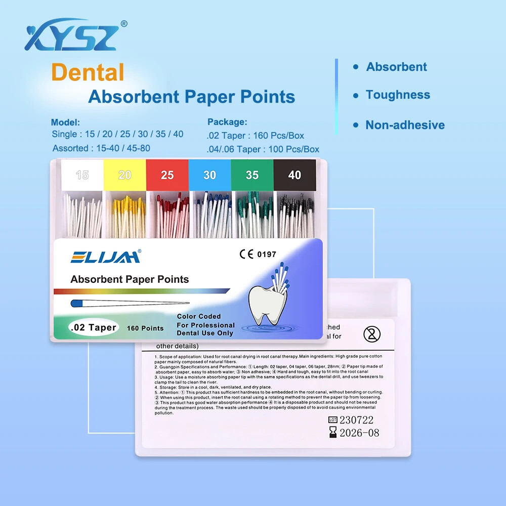 Dental Endodontic Absorbent Paper Points Taper 0.02/ 0.04 /0.06 15#-40# 45#-80#