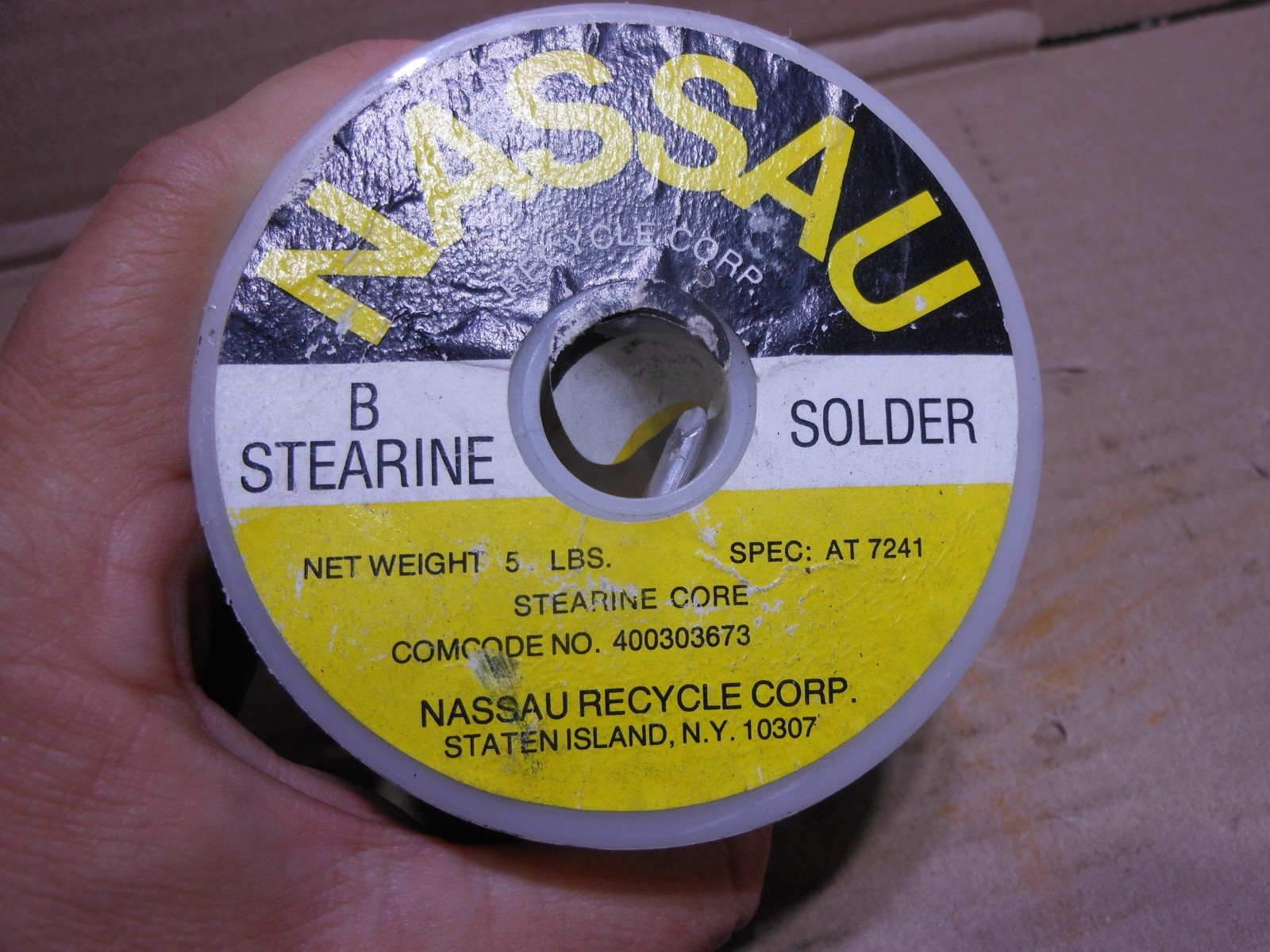 5LB Roll Nassau B Stearine Solder SPEC AT-7241