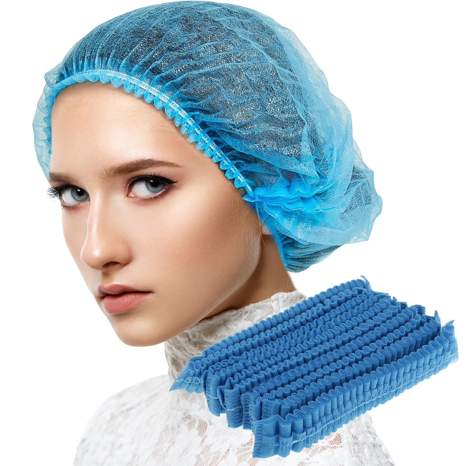 Disposable Bouffant Caps 100% Latex Free Non-Woven Non-Pleated Hair Net