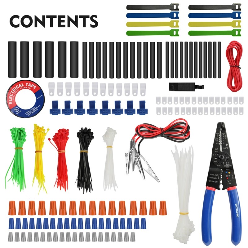 WORKPRO 582-piece Crimp Terminal Electrical Repair Kit with Wire Cutter Stripper