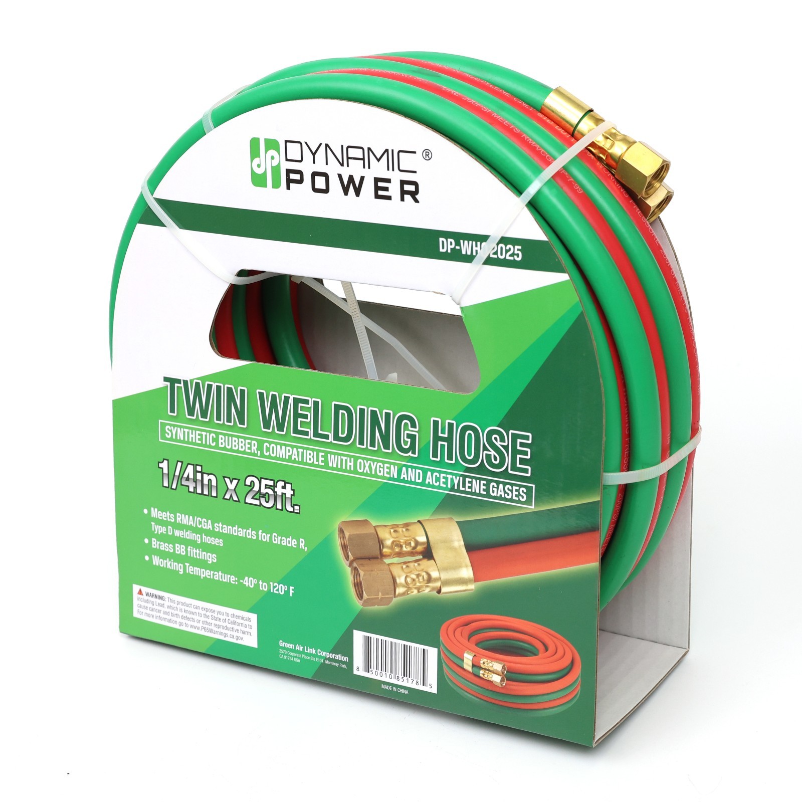 1/4″ x 25′ Twin Welding Hose ? Meets RMA/CGA Standards for Grade R, Type D)