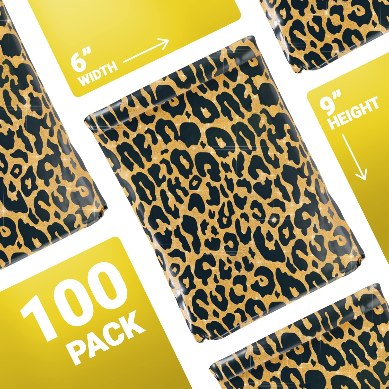 Leopard Expansion Poly Mailers 6 x 9 Inches. 100 Pack Poly Shipping Bags for …