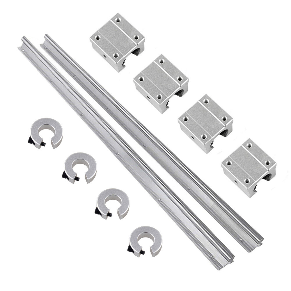 SBR12/16/20/25 Linear Rail+4PCS SBR12/16/20/25UU+4PCS Rail Shaft Stop Collar CNC