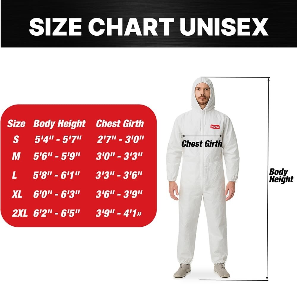 LAUCO White Polyester Reusable & Washable Paint Coverall Spray Suit With Hood