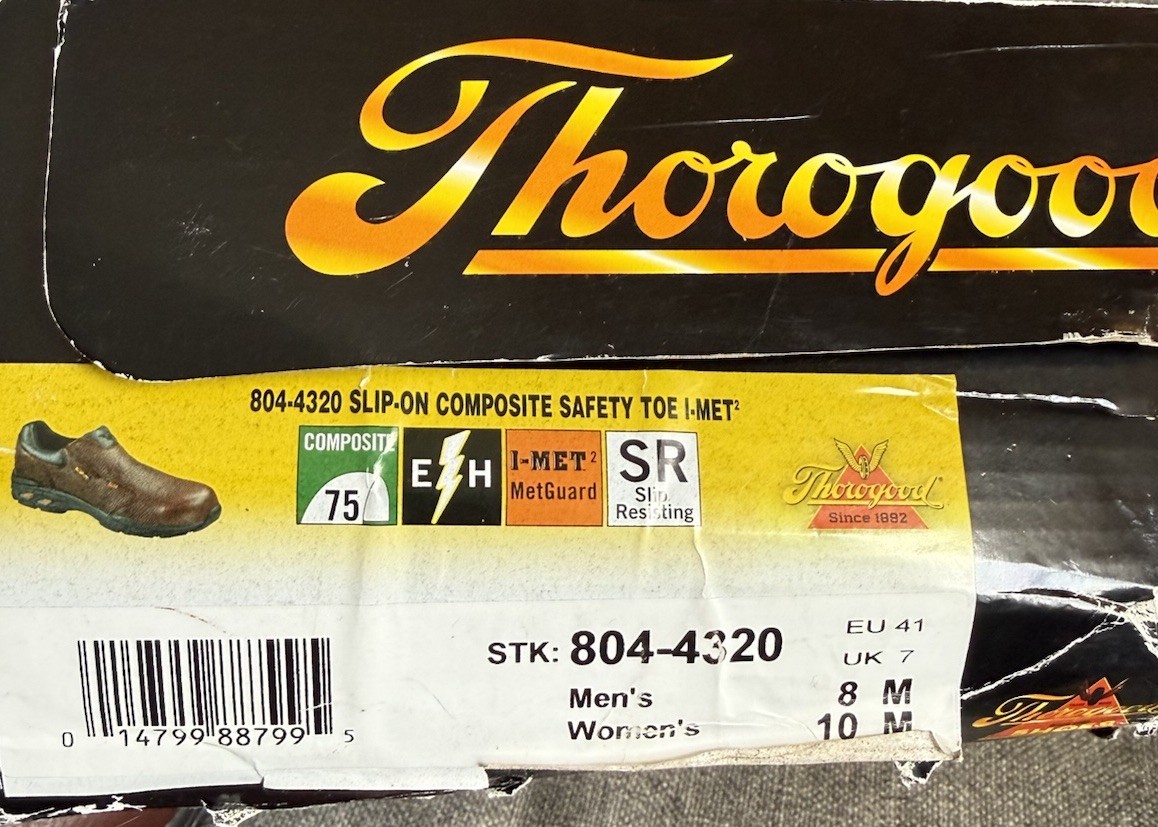 New THOROGOOD Slip-on Work Safety Shoes Composite Toe Mocs Mens 8 Women’s 10