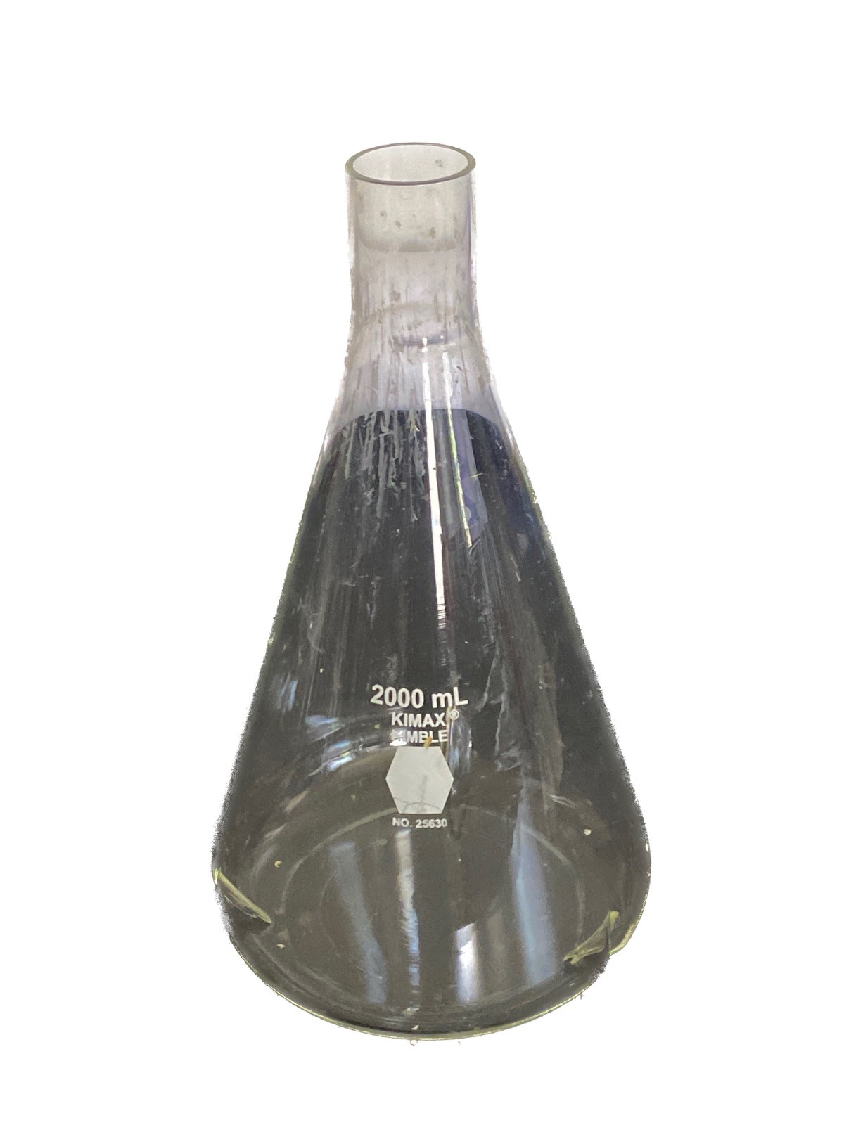 Used DWK KIMAX Glass 2000mL 2L Delong Shaker Culture Flask w/ Baffles 25630