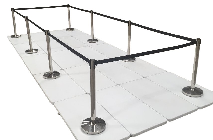 (8) Pack of Retractable Crowd Control Barrier Posts with Black or Red 6’6″ Strap