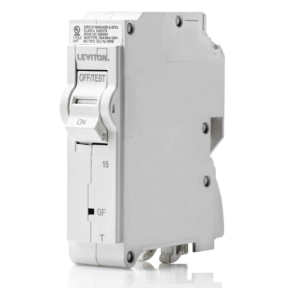 15A 1-Pole Plug-On GFCI Branch Circuit Breaker, Thermal Magnetic, 120 VAC, LB…