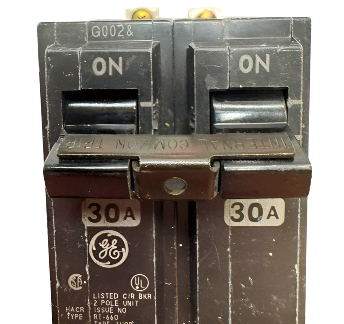 General Electric THQB2130 Circuit Breaker, 2-Pole, 30A, 120/240VAC, *Chipped*