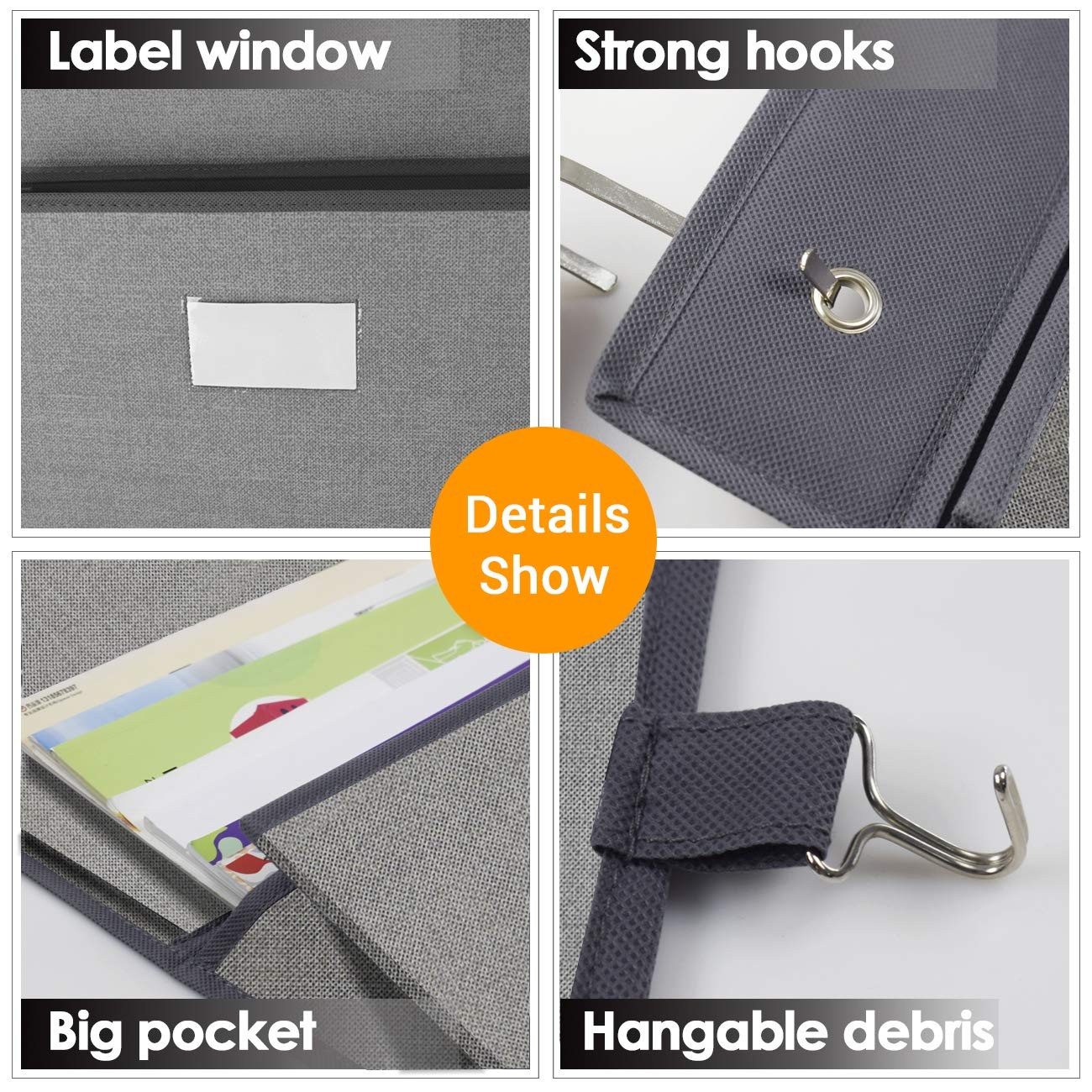 homyfort Over the Door File Organizer, Wall Hanging File Folders with 5 Large…