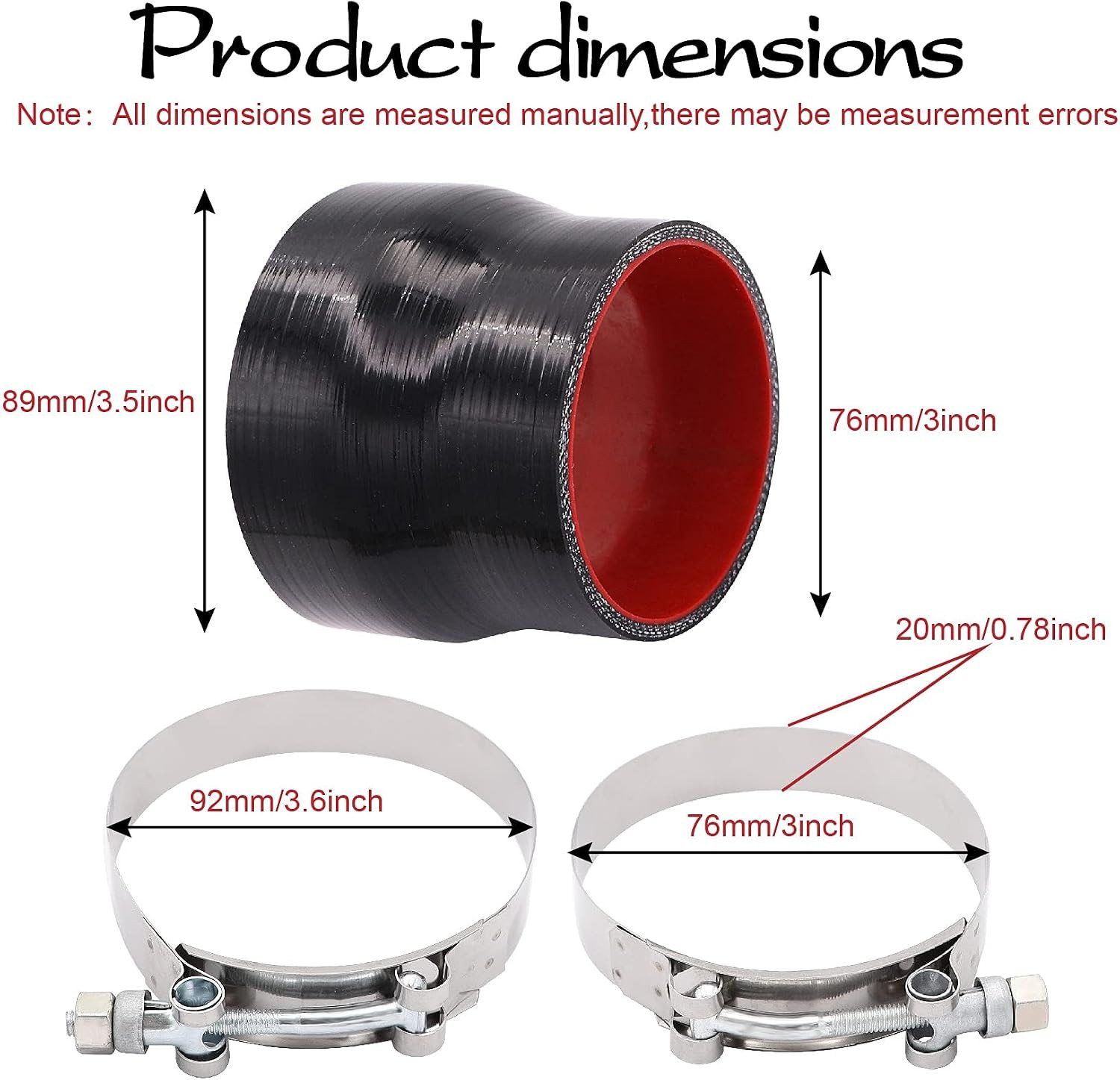 Straight ID 3 to 3.5 inch Reducer Coupler Hose 4 Layers of Polyester Reinforcem
