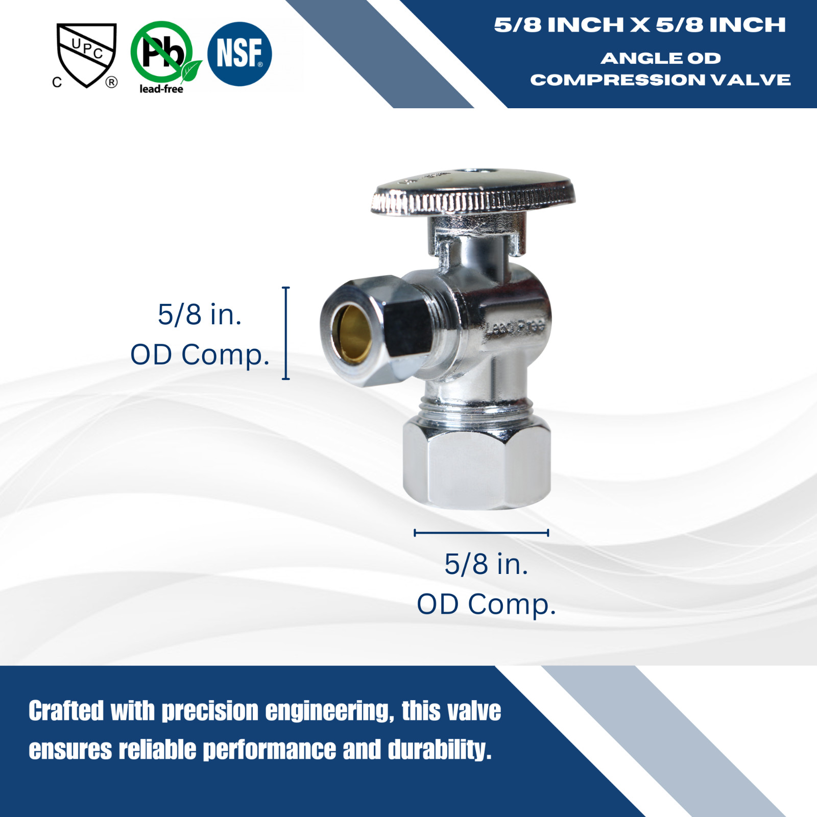 10) 5/8″ OD X 3/8″ OD 1/4 TURN COMPRESSION ANGLE STOP VALVE FULL PORT, LEAD FREE
