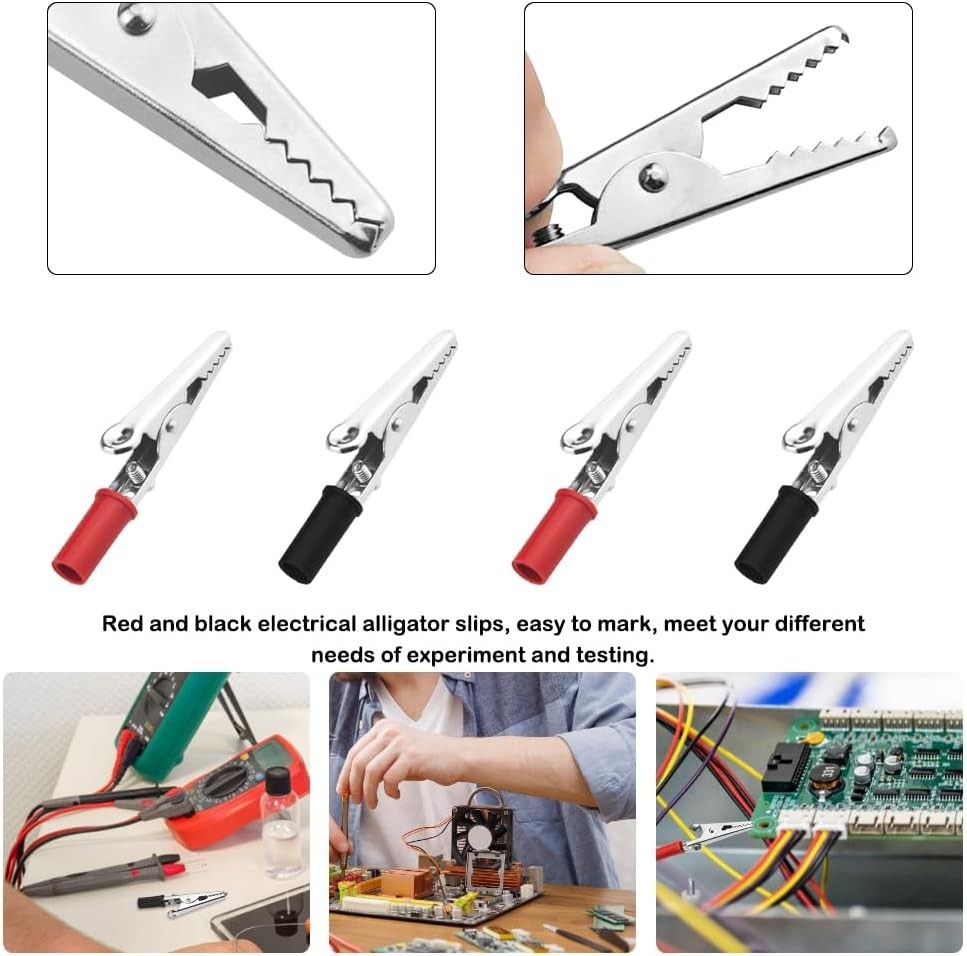 High Quality 22 PCS Red & Black Alligator Clips – Perfect for Electrical Testing