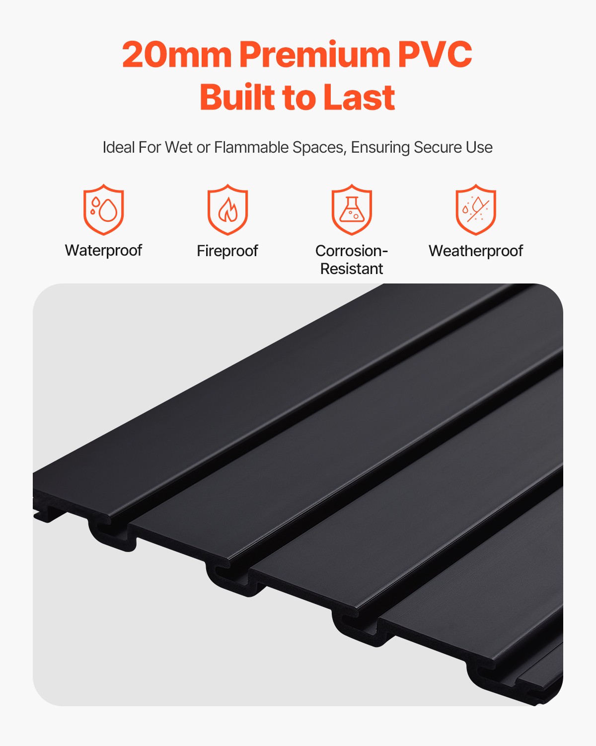 4 x 4 ft Slat Wall Paneling PVC Black Garage Slatwall with Modular Design