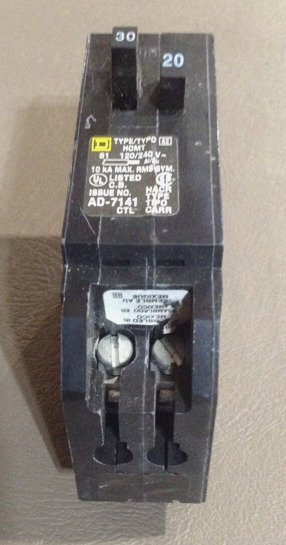 SQUARE D HOMT3020 TANDEM CIRCUIT BREAKER 1-POLE 30A, 1-POLE 20A 120/240V