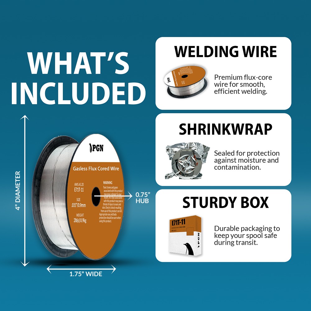 (2 x 2-Lb Spools) E71T-11 .035″ Flux Core Welding Wire – Gasless Mild Steel MIG