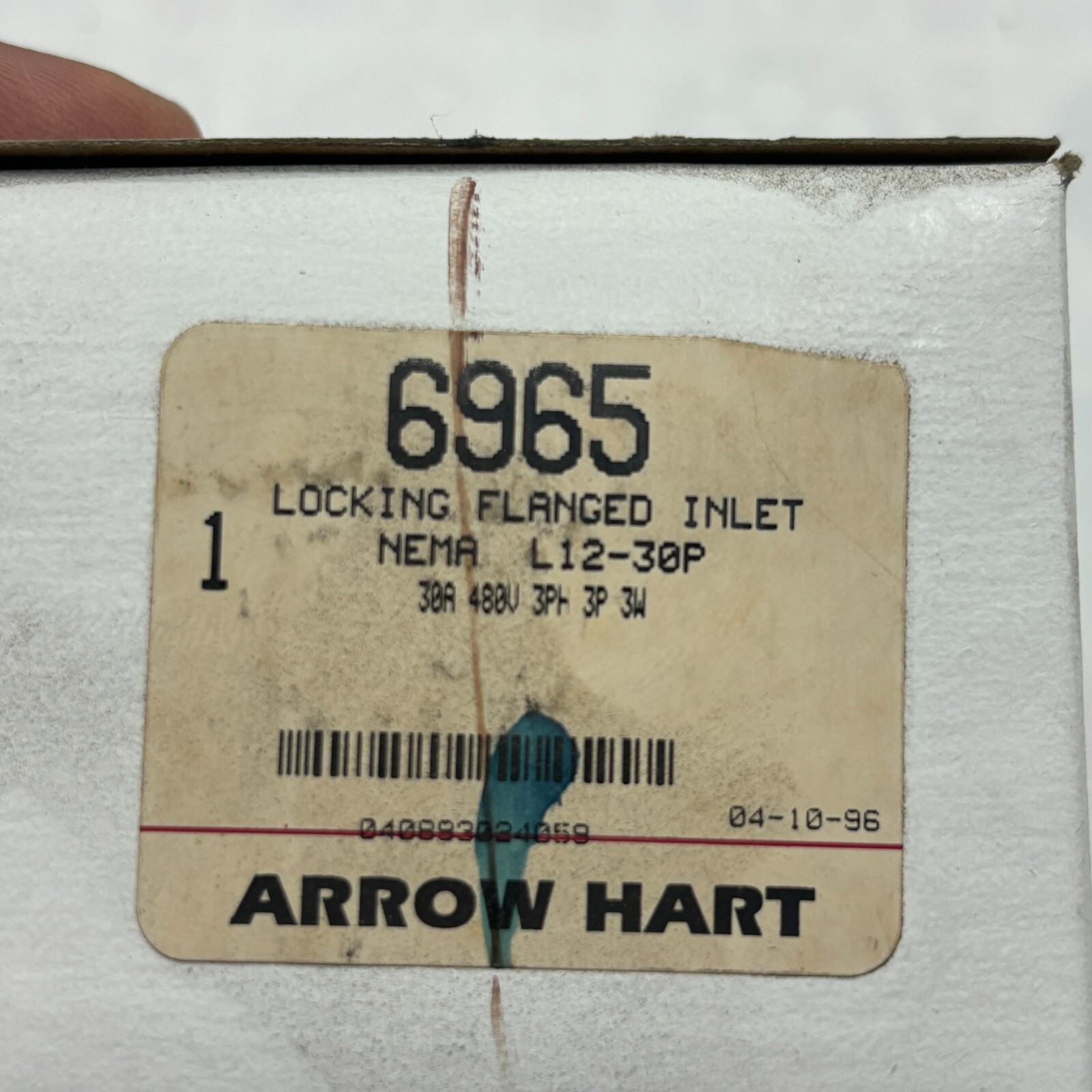 ARROW HART 6965 LOCKING FLANGED INLET 30A 480V 3PH 3P 3W NEMA L21-30P 🔔