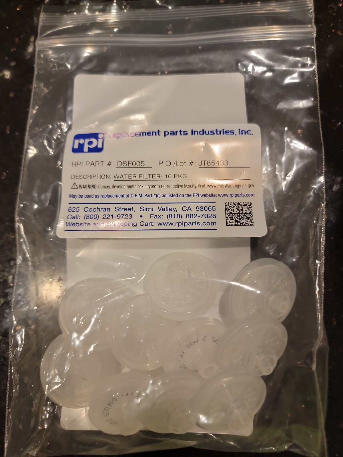 Cavitron Water Filter 10 Pcs Select SPS 30K – G124 RPI# DSF005 DENTSPLY