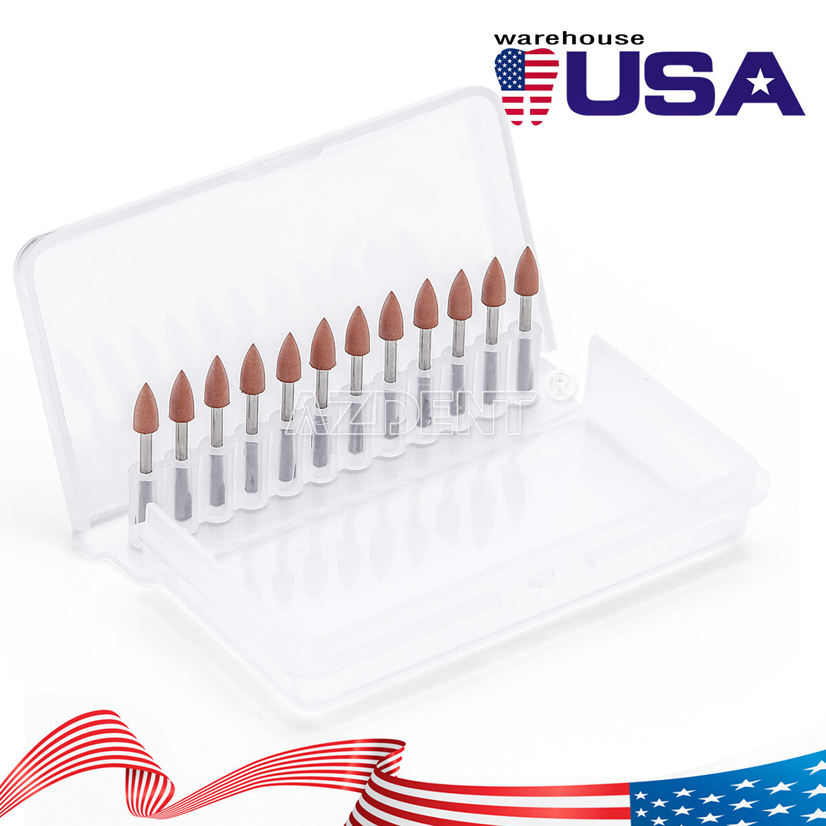 Dental Brownie Polishers Friction Grip FG Burs Mini Points 1.6mm AZDENT 12pc/Bo