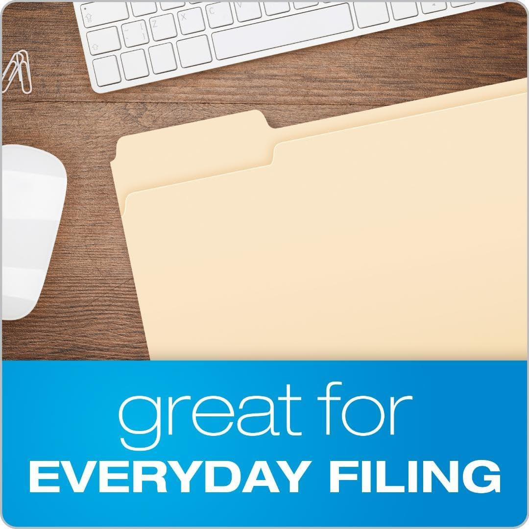 File Folders, 100 Pack, Durable Manila Folders, Letter Size (8.5″ X 11″), 3 Top