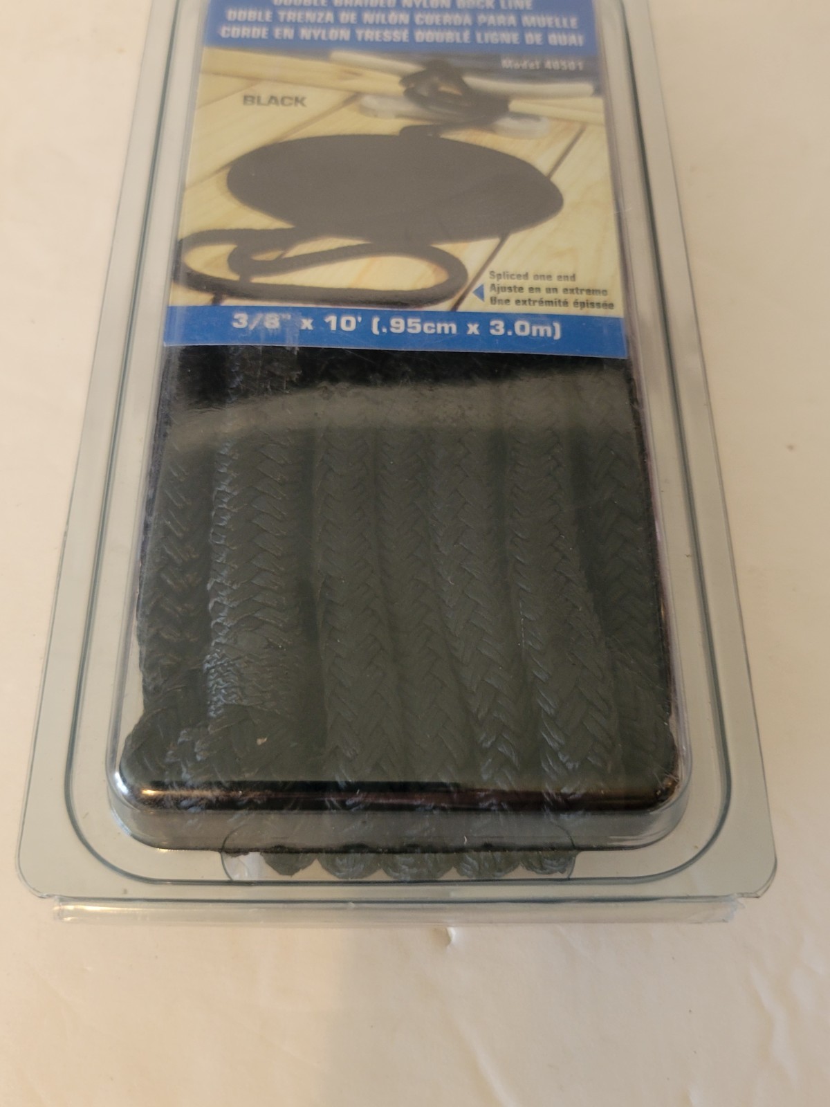 Seachoice 40501 Double Braid Nylon Dock Line Black 3/8-Inch x 10 Feet (NEW)