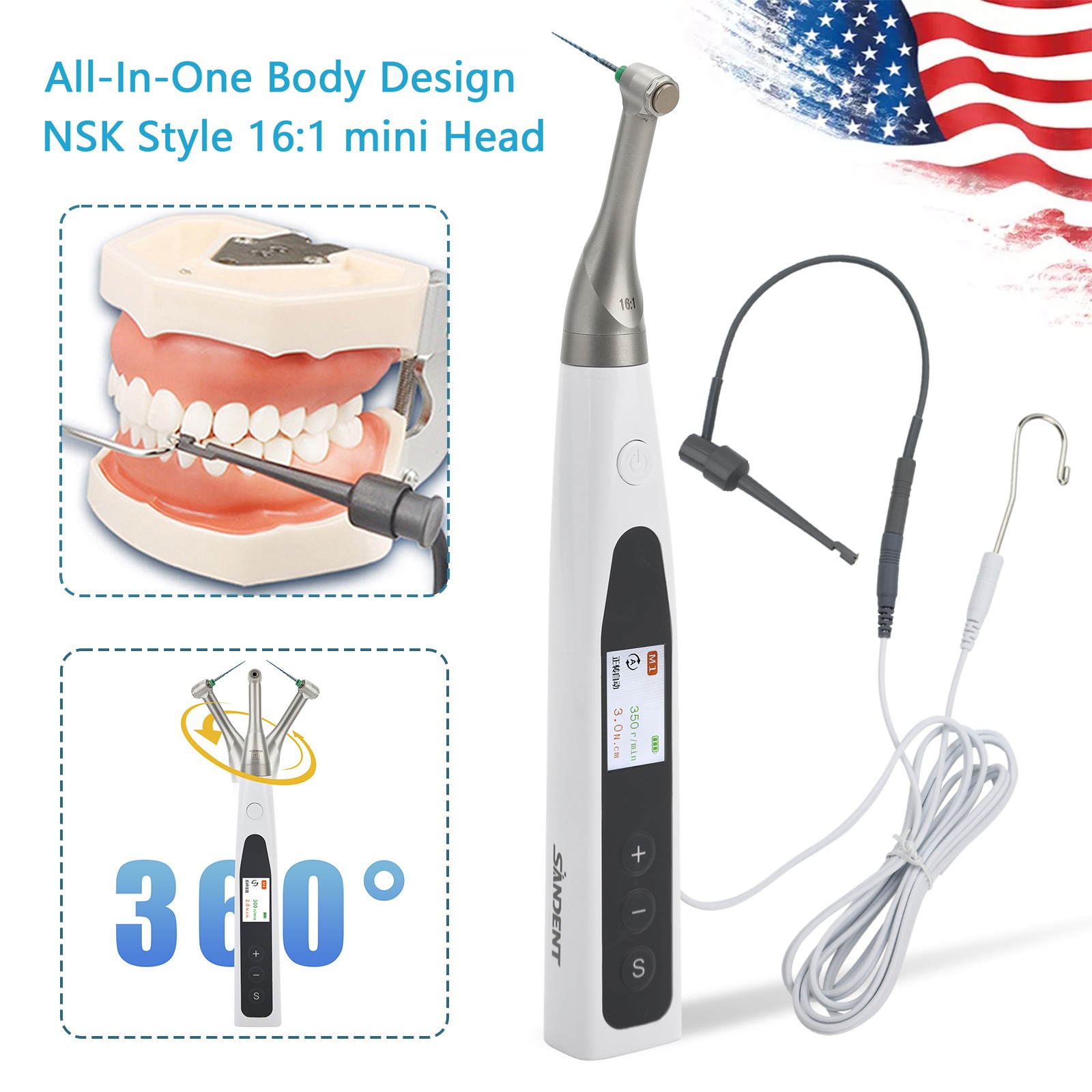 2 in 1 Wireless Dental Endo Motor with Apex Locator Root Canal Treatment SANDENT