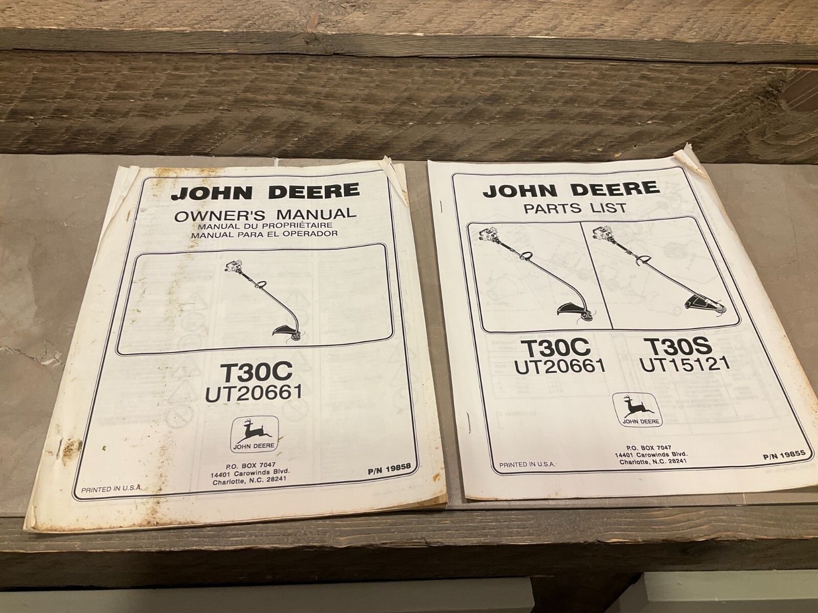 John Deere T30C Owner’s Manual & T30C, T30S Parts List Manual