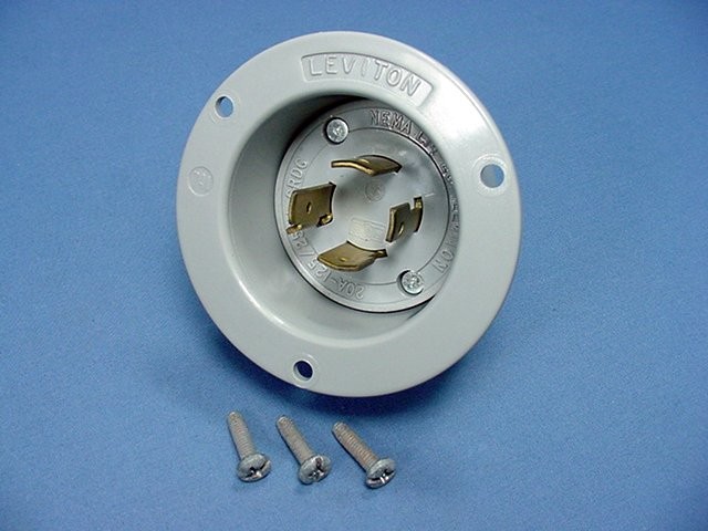 Leviton Gray L14-20P Locking Flanged Inlet Turn Twist Plug 20A 125/250V 2415-GY