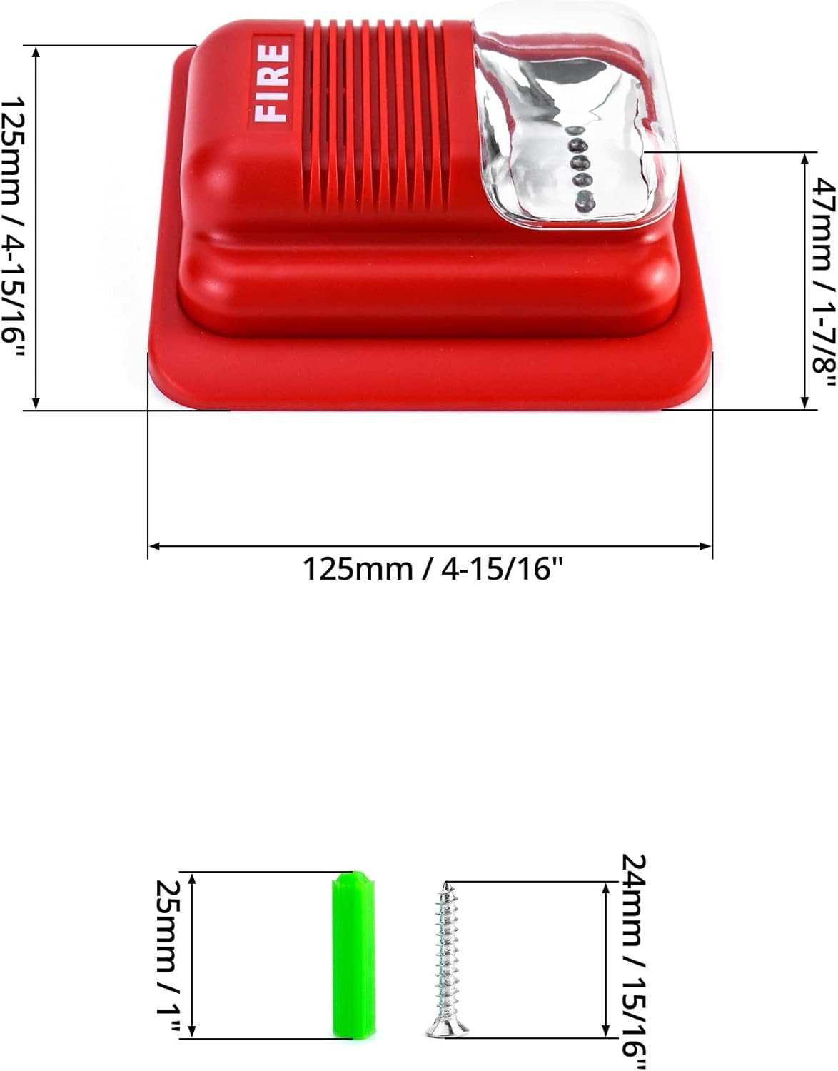 Fire Alarm Siren 12/24V DC | LED Strobe Horn ≥105dB | Wired Security System
