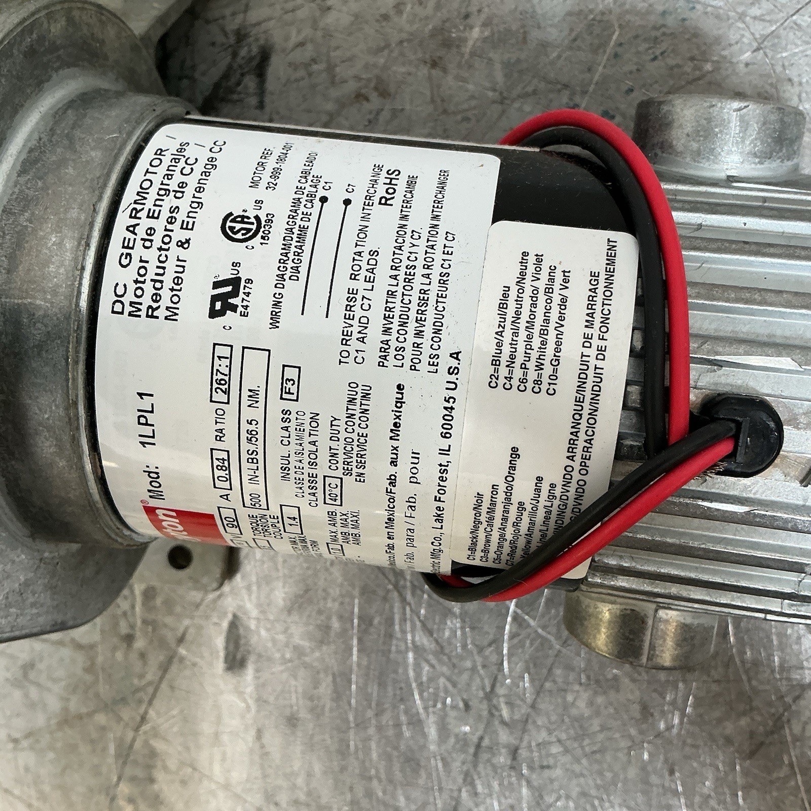 DAYTON 1LPL1 DC Gearmotor 90V 6.5rpm 500″-lb Torque, 1/15hp