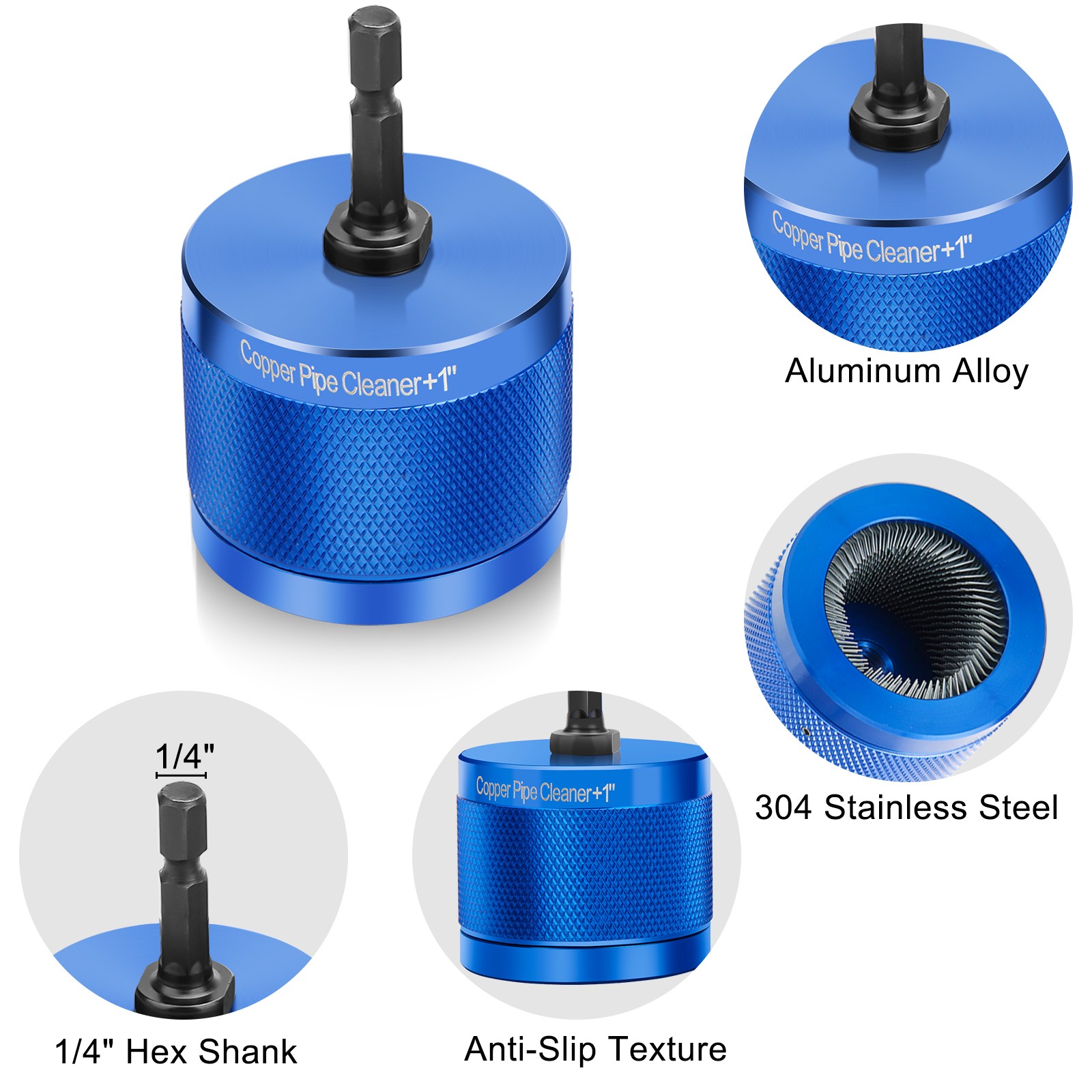 3x Copper Pipe Cleaner Drill Set 1/2″ 3/4″ 1″ Metal Tube Plumber Cleaning Tool