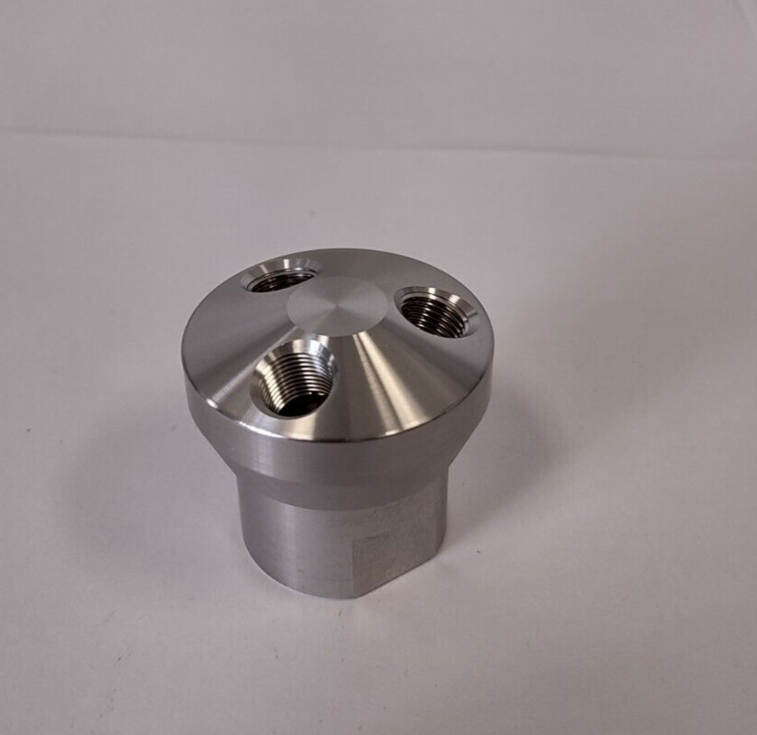 Aluminum manifold round 1 inlet 1/4″ NPT thread and 3 outlets 1/8″ NPT thread