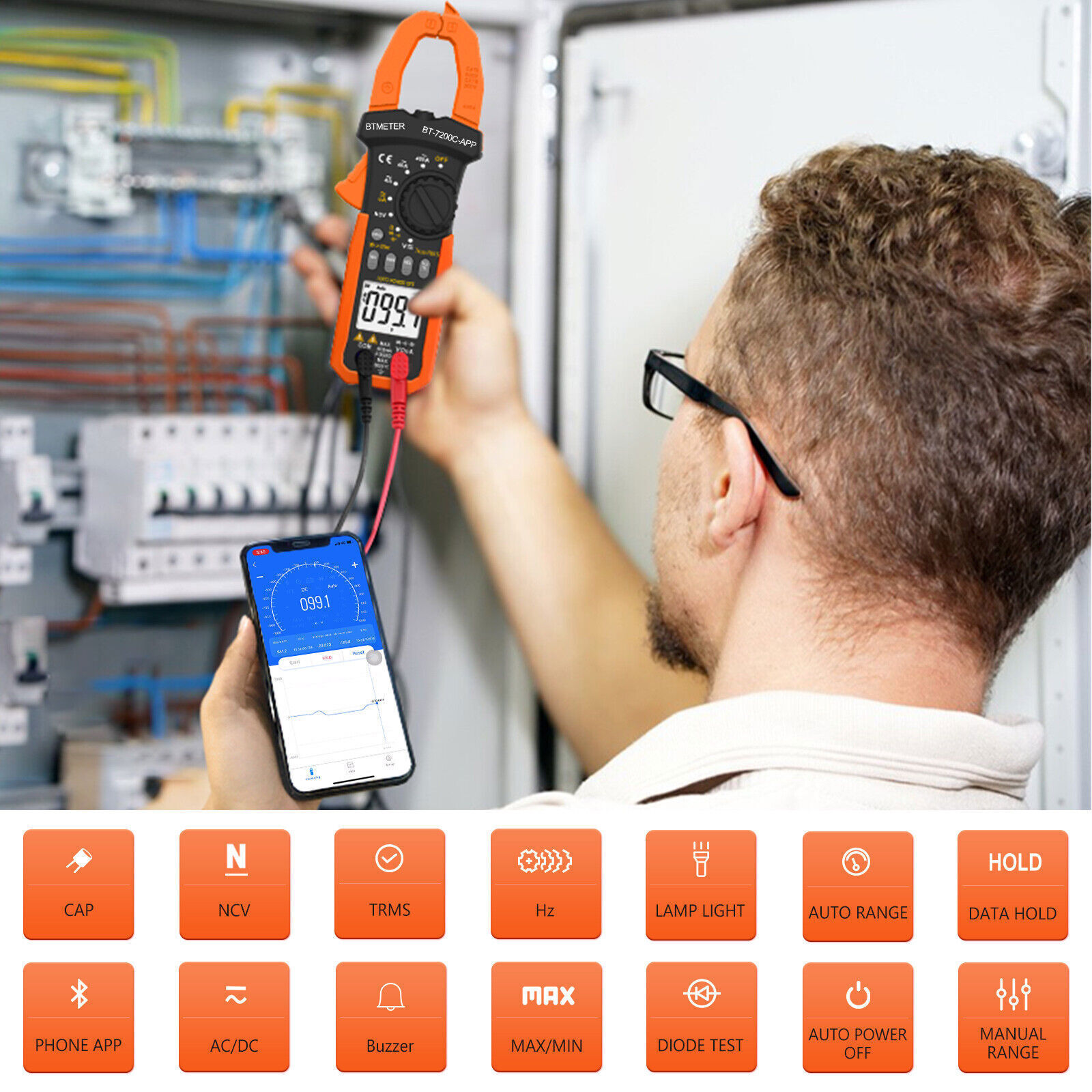 Digital Clamp Meter AC dc current Multimeter TRMS AMP Voltmeter Bluetooth Ohm