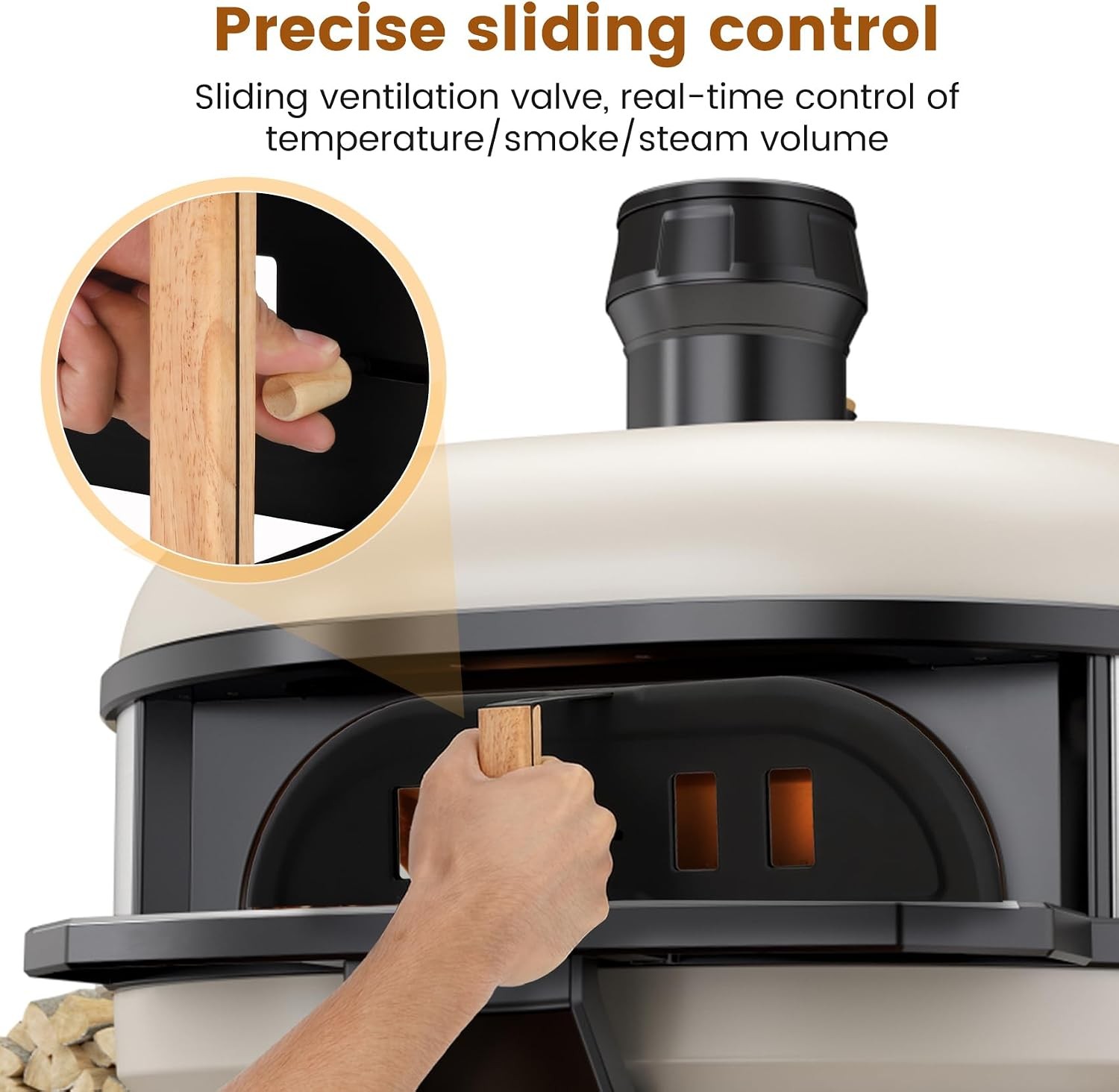 Dome Pizza Oven Door with Rope Seal,Sliding Vent Control,Compatible with Gozney