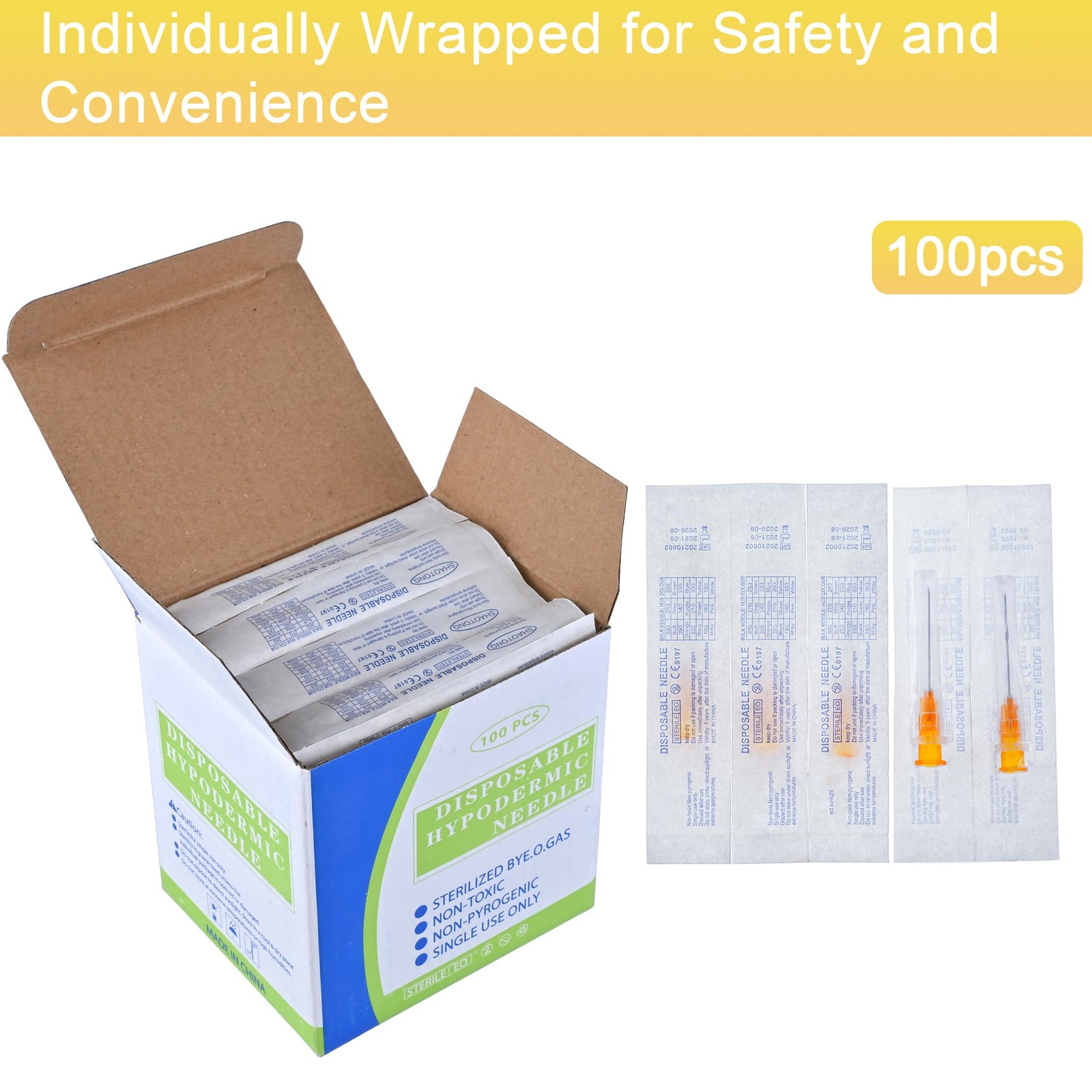 25G 0.5 Inch Needle, Disposable Dispensing Lab Supplies,100Pcs Individually S…