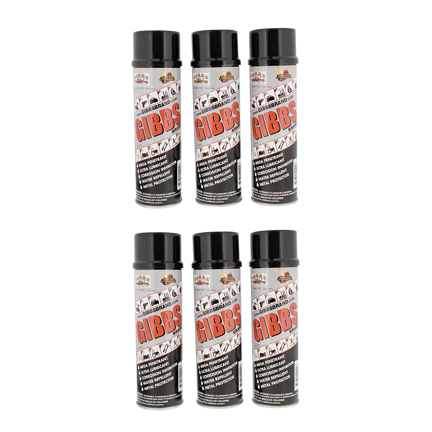Gibbs Lubricant 6 Pack of 12oz Cans